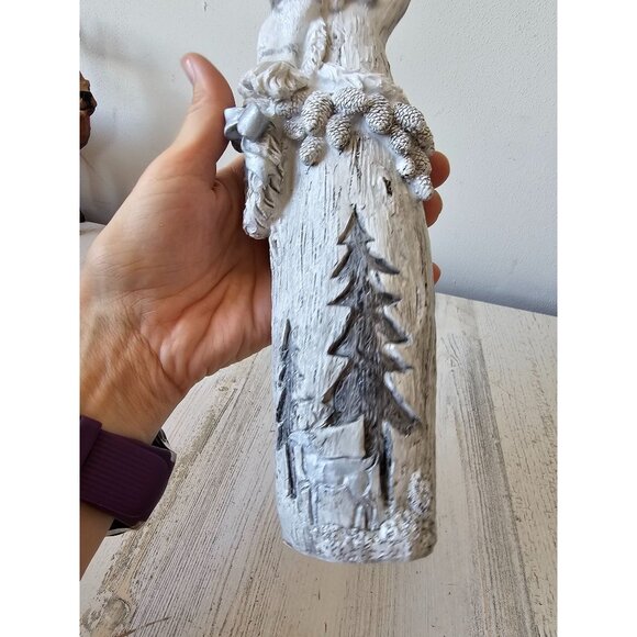 Transpac vintage large winter snowman resin white glitter bell tree wreath statu - Picture 6 of 7